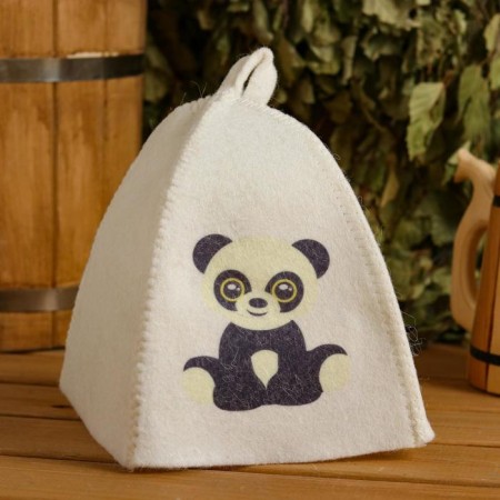 Bath cap with a baby print "Panda", white
