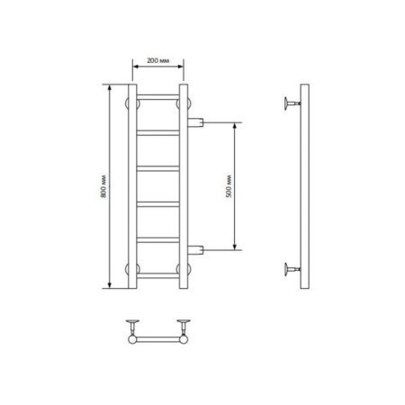 Water towel "Sanprise" Aurora P6, 200x800 mm, side connector., Black matte-6