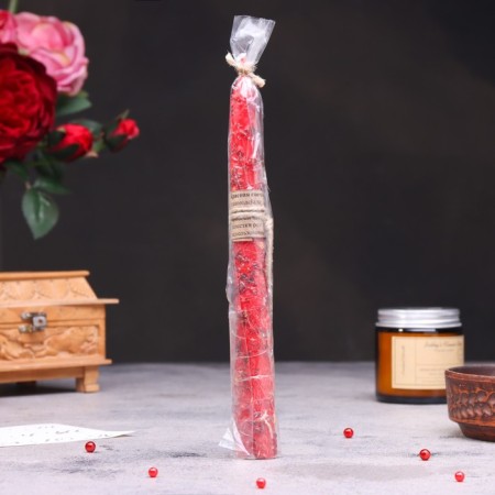 Magic candle "love magic" with grass, red, 20cm-4