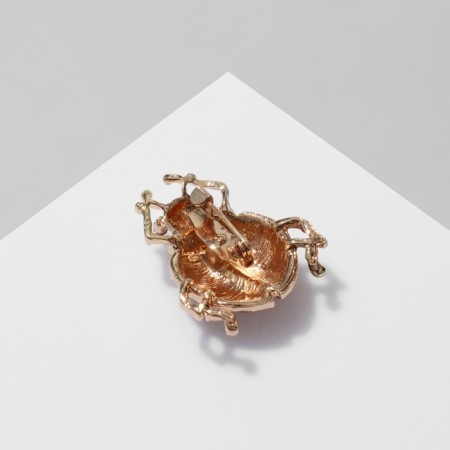 Brooch "Buke", red-black color in gold-1