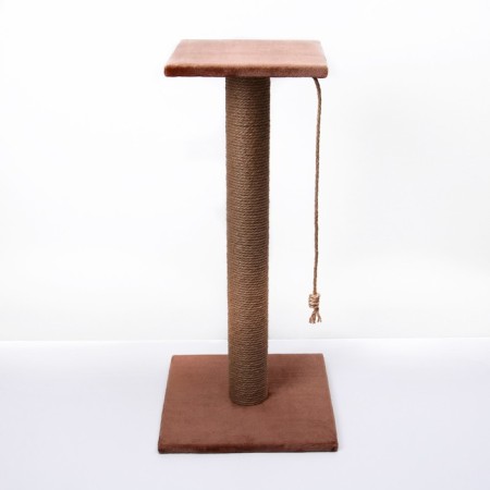 Clawing with a high and thick column and site, jute, 40 x 40 x 84 cm, mix of flowers-1