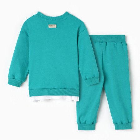 Kit (sweatshirt, trousers) children's minku emerald color, height 68-74 cm-6
