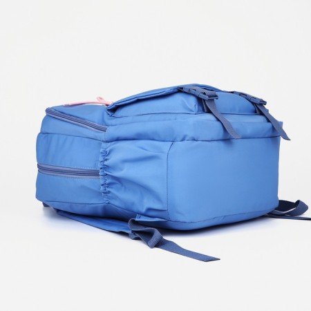 School backpack from textiles on lightning, 3 pockets, blue color-4