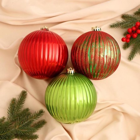 Set of balls plastic D-15 cm, 3 pcs "Palmyra strip" mix