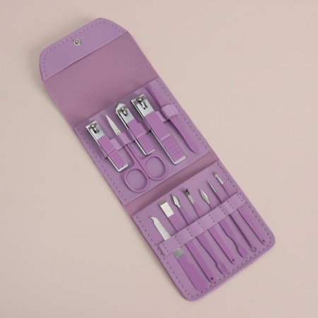 Manicure set, 12 objects, in case, lilac color-9