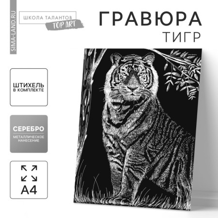 Engraving on the “Tiger” substrate with the metallic effect “silver” A4