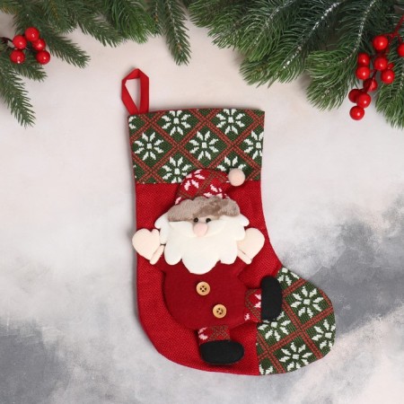 Soft suspension "The sock - funny Santa Claus" 18x27 cm, red-1