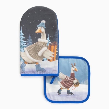 Set of kitchen. Ethel Holidy mittens 15x28cm, 19x19cm tack, 100%HL