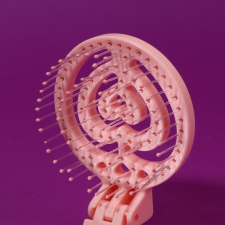 The comb is massage, folding, with a mirror, d = 6.6 cm, pink color-5