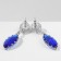 Earrings with rhinestones "Eden" almonds, white-blue color in silver