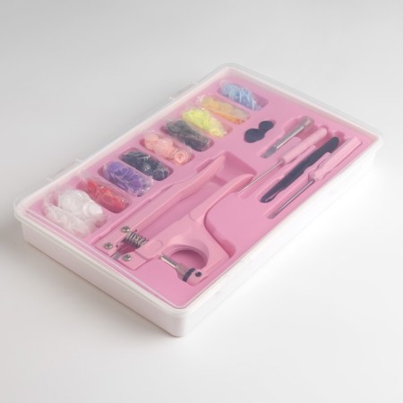 Set for installing plastic buttons: buttons, d = 13 mm, 100 pcs, forceps, awl, screwdriver, tweezers, in the organizer-3