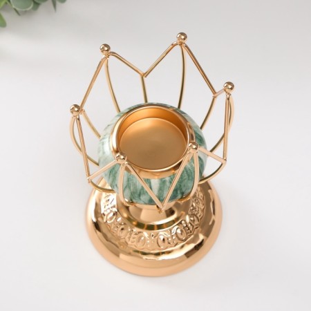 Summary Metal for 1 candle "Bun. White-green marble" gold 17.5x11x11 cm-2