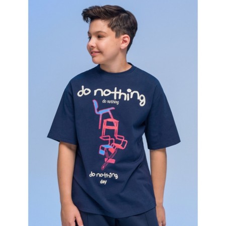 T-shirt for boys, height 122 cm, dark blue color
