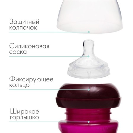 Finding bottle, Natural, 150 ml., +6 months, wide throat 50 mm, pink color-1
