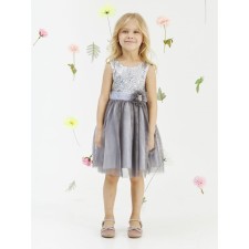 Dress for girls, height 128 cm, light gray color