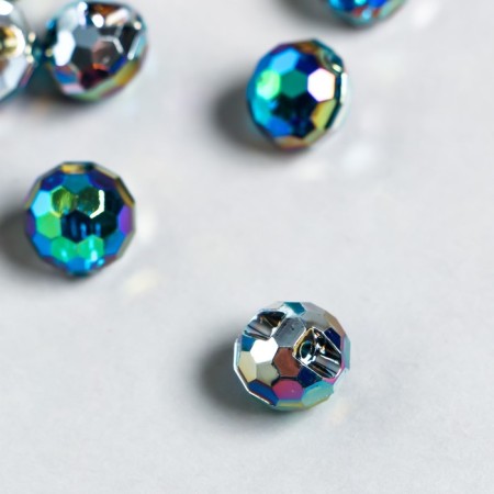 Buttons plastic for creativity 1 puncture "ball holography. Blue-green" set 12 pcs d = 1.2 cm 785543-1