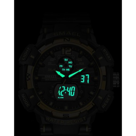 Watch is electronic watch, with an alarm clock, D-5.3 cm, strap L-26 cm, 5 atm, yellow-1