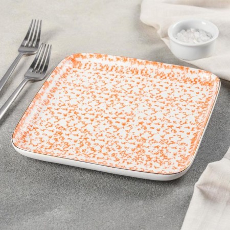Ceramic square “Moroccan” plate, D = 21.5 cm, Orange color-1