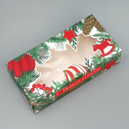 Folding box "needles, cones and toys", 20 x 10 x 5 cm, new year-1