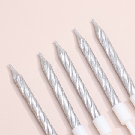 Candles in the cake "Spiral", 10 pcs, medium, 5 cm, metallic-2