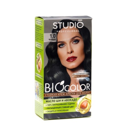 Persistent hair cream Studio Professional 1.0 Black, 50/50/15 ml-4