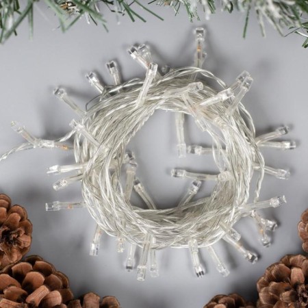 Garland “thread” 5 m, IP20, transparent thread, 50 LED, white glow, 8 modes, 220 V-1