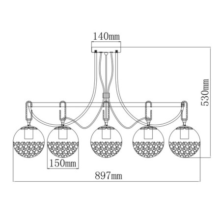 Hamburg chandelier, size 93x53x93 cm, 320W 8xe27 IP 20-2