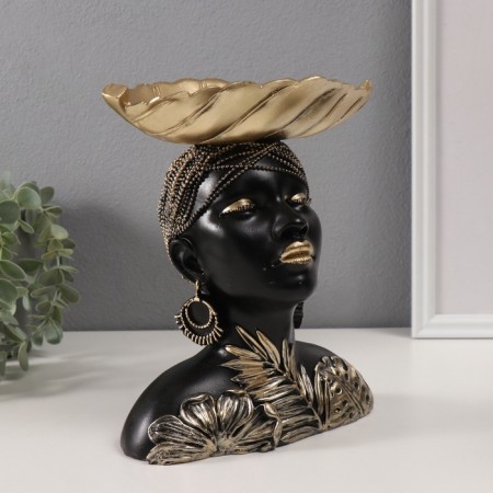 Souvenir Polystone stand "Girl with a gold leaf on her head" 10.5x22x23.5 cm-3