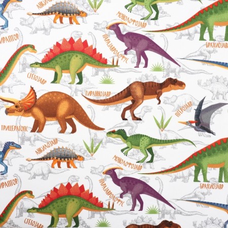 Curtain Ethel "Dinosaurs", 145*260 cm, 100% cotton, matting-2