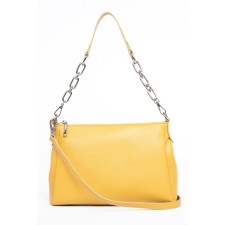 Bag Cross-Body Women's, genuine leather, Ludor yellow, 25x9x17 cm