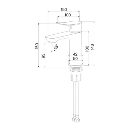 MILARDO DEMI DEMSB00M01 sink mixer, pour 115 mm, chrome-3