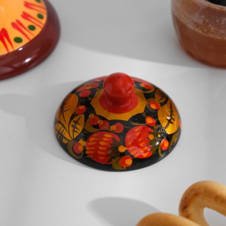 Solonka "Hochloma" with a lid, 8.5 x 5.5 cm-6
