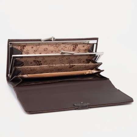 Women's wallet on the button, brown color-2