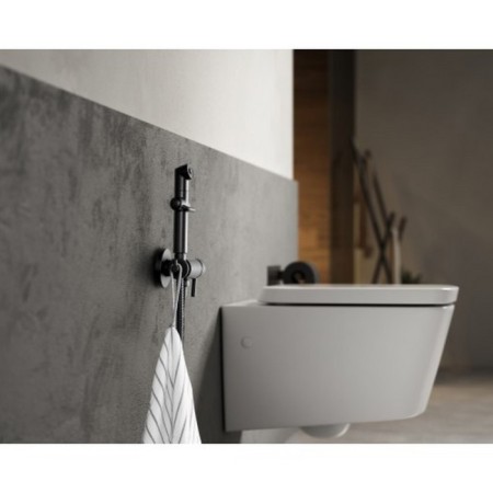 LEMARK SOLO LM7166BL bidetor, single -leaf, without spout, watering can, black-2