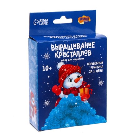 New Year's set for creativity. Growing crystals “New Year! Snowman ", Blue color-3