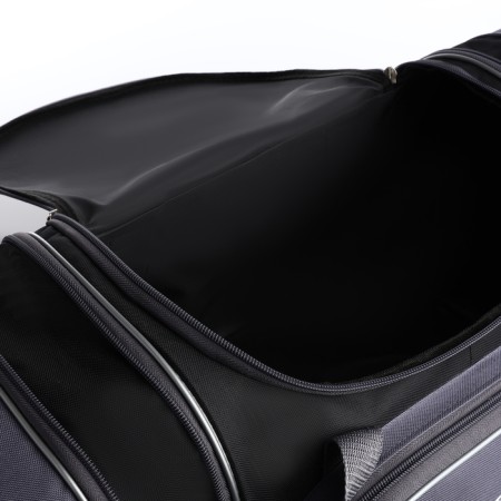 Board Road on a zipper, with an increase, 3 outer pockets, a long belt, black/gray color-3