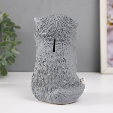 Piggy bank "Vaska kitten" gray, height 15.5 cm, width 10 cm, length 13.5 cm-3