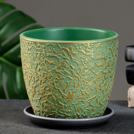 Flower pot "Moire" Green Budo No. 3, 2.15l-1