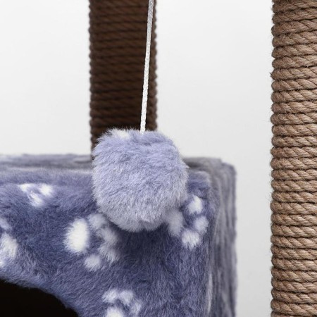 House for cats with a claw, with a site and shelf, 65 x 51 x 173 cm, gray with paws-8