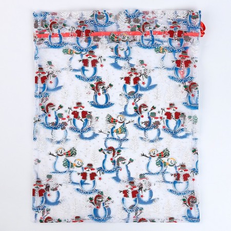 Gift bag "Snow Snowmen", p. 45 × 35 cm, organza-3