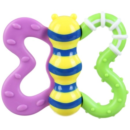 The “butterfly” rattle with elastic elements, in a bag, crumb I-5