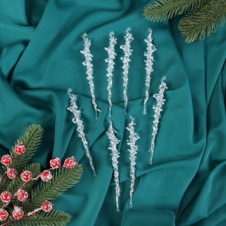Jewelry decoration "Constellation" (set of 8 pcs) icicle, 15x1.5 cm, with silver