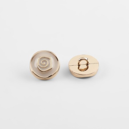 A set of buttons on the leg "Rose", d = 10 mm, 5 pcs, white/gold color-1