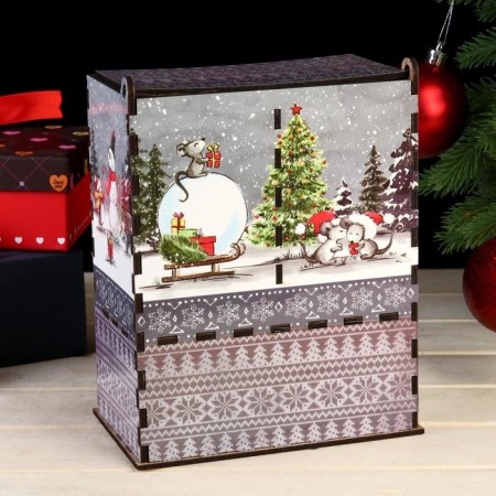 New Year's tea house "Santa Claus and Snowman" 20x15x8.5 cm-1