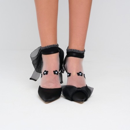 Women's socks glass minku "Flowers", black color, rr 36-37 (23 cm)-3