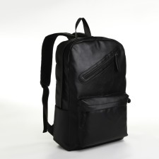 City backpack of artificial leather with lightning, 3 pockets, black color