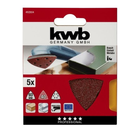 Grinding triangle KWB Delta, 93x93x93 mm, K40, aluminum oxide, Velcro, 5 pcs-1