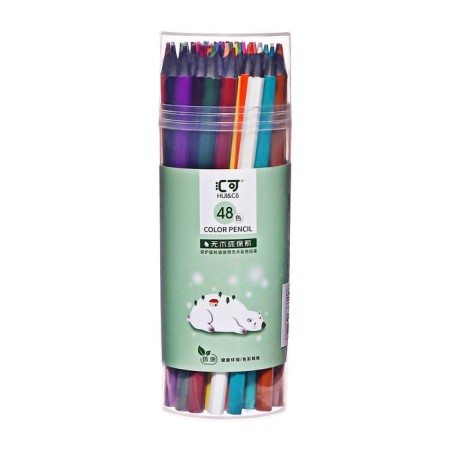 Pencils 48 colors in a tube, hexagonal (plastic) black base.-4