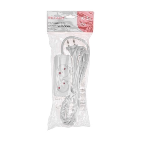 Extension cord Standard 2 nests, 3m, 2x1.0mm², b/s, white rexant-4