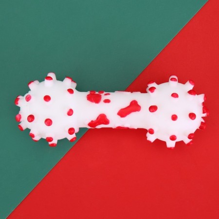 Brying toy "New Year's bone" for dogs, white, 12 cm-3